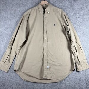 VTG 90s Polo Sport Ralph Lauren Button Up Shirt Mens XL Oxford Tan Made In USA